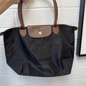 Longchamp Black and Brown Tote Bag